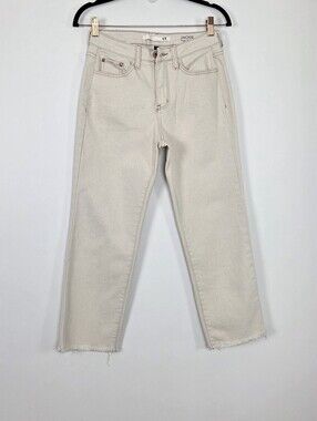 !it. Jackie High Rise Straight Leg Frayed Hem Ankle Natural Jeans Size 4